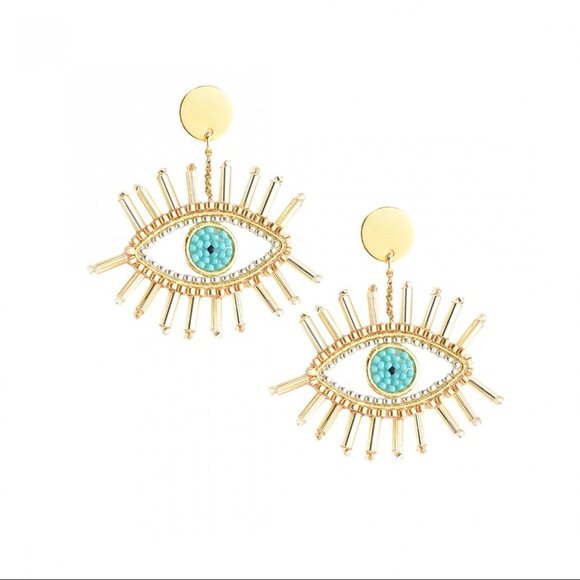 Mishky Golden Evil Eye Earrings - Picture 1 of 4